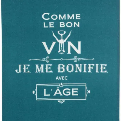 Dish towels - Kitchen Towel Message Comme Le Bon Vin Paon 70 X 50 - MAISON VIVARAISE - SDE VIVARAISE WINKLER