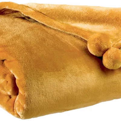 Plaids - Plaid Tender pompons Ocre 130 x 170 - MAISON VIVARAISE - SDE VIVARAISE WINKLER