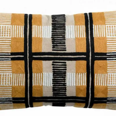 Cushions - Eden embroidered cushion Ocre 30 X 50 - MAISON VIVARAISE - SDE VIVARAISE WINKLER