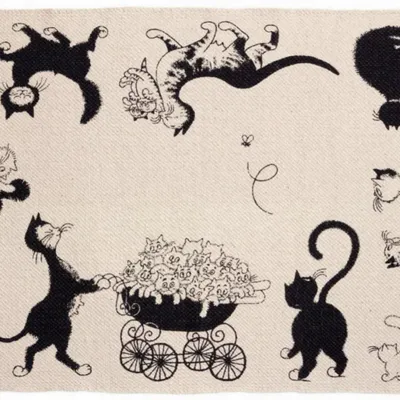 Tapis - Tapis Dubout Multi Chats Ecru 60 x 90 - MAISON VIVARAISE - SDE VIVARAISE WINKLER