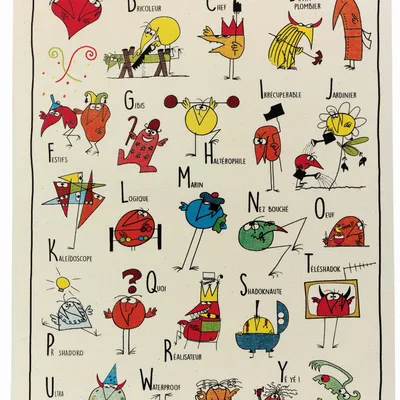 Torchons - Torchon Shadoks Abécédaire Ecru 48 x 72 - MAISON VIVARAISE - SDE VIVARAISE WINKLER