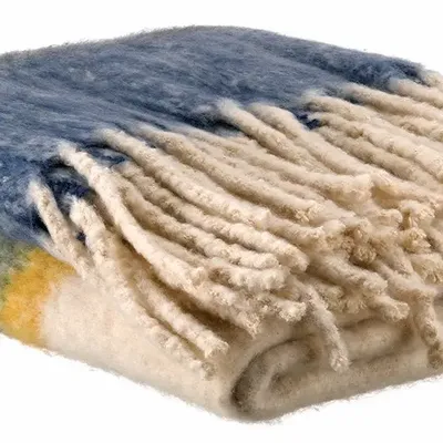 Throw blankets - Recycled Striped Throw Isabel Mousse 130 X 160 - MAISON VIVARAISE - SDE VIVARAISE WINKLER