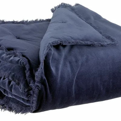 Linge de lit - Jeté uni Fara Marine 260 x 260 - MAISON VIVARAISE - SDE VIVARAISE WINKLER