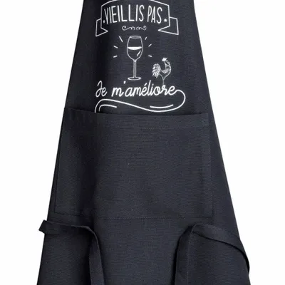 Aprons - Recycled I'm improving kitchen apron Noir 72 X 90 - MAISON VIVARAISE - SDE VIVARAISE WINKLER