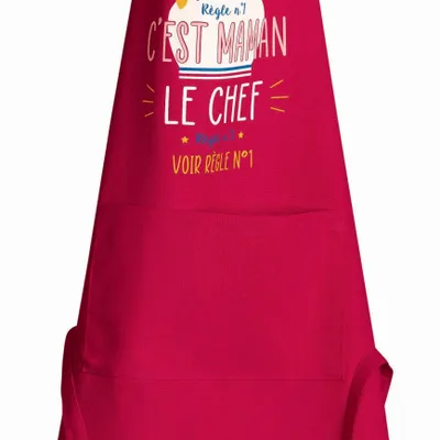 Aprons - Recycled kitchen apron Chef maman Rose 72 X 90 - MAISON VIVARAISE - SDE VIVARAISE WINKLER