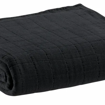 Bed linens - Recycled Bed Throw Lisa Noir 180 X 260 - MAISON VIVARAISE - SDE VIVARAISE WINKLER