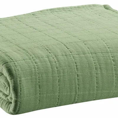 Linge de lit - Jeté recyclé Lisa Verveine 180 x 260 - MAISON VIVARAISE - SDE VIVARAISE WINKLER