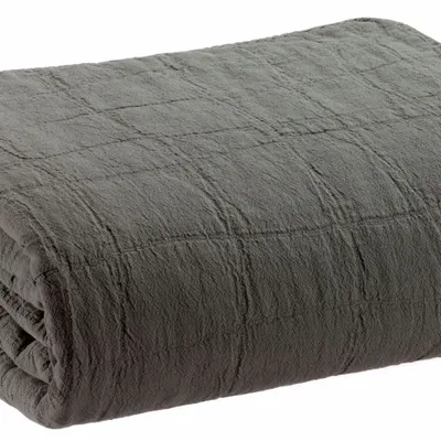 Linge de lit - Jeté recyclé Titou Carbone 260 x 260 - MAISON VIVARAISE - SDE VIVARAISE WINKLER