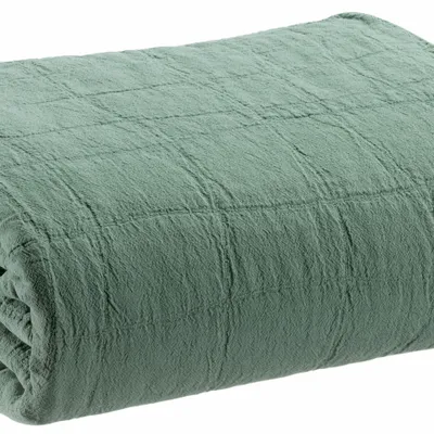 Linge de lit - Jeté recyclé Titou Vert de gris 260 x 260 - MAISON VIVARAISE - SDE VIVARAISE WINKLER