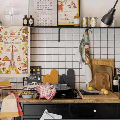 Dish towels - Recycled Tea Towel Dinis Paon 50 X 70 - MAISON VIVARAISE - SDE VIVARAISE WINKLER