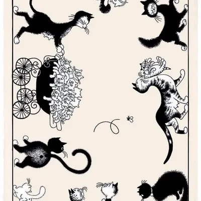 Torchons - Torchon Dubout Chats farandole Ecru 48 x 72 - MAISON VIVARAISE - SDE VIVARAISE WINKLER