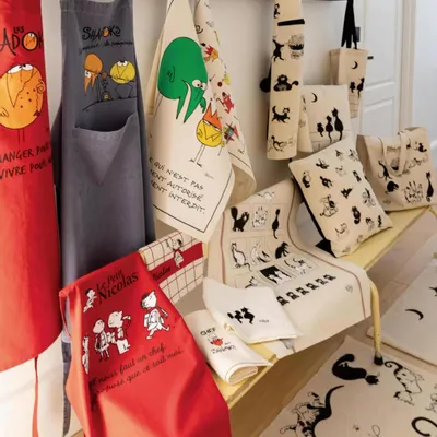 Torchons - Torchon Dubout Chats farandole Ecru 48 x 72 - MAISON VIVARAISE - SDE VIVARAISE WINKLER