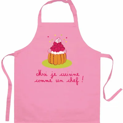 Aprons - Children's cooking apron I cook like a recycled chef Rose 52 X 63 - MAISON VIVARAISE - SDE VIVARAISE WINKLER