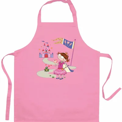 Tabliers de cuisine - Tablier de cuisine enfant Princesse et grenouille recyclé Rose 52 x 63 - MAISON VIVARAISE - SDE VIVARAISE WINKLER