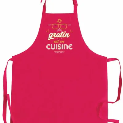 Tabliers de cuisine - Tablier de cuisine Peps recylé Le gratin avec poche Rose 90 x 72 - MAISON VIVARAISE - SDE VIVARAISE WINKLER