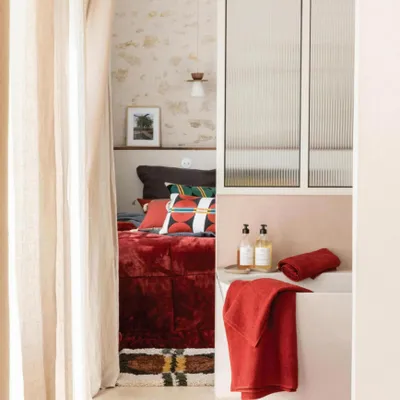 Autres linges de bain - Tapis de bain uni Etia Géranium 54 x 64 - MAISON VIVARAISE - SDE VIVARAISE WINKLER