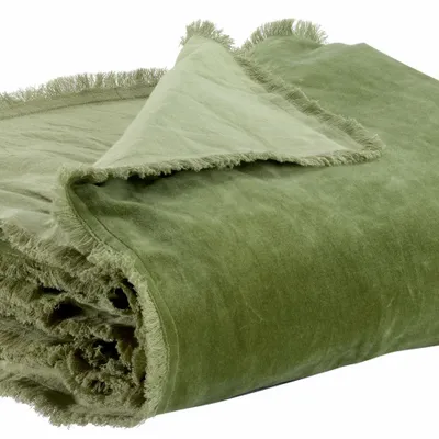 Linge de lit - Édredon uni Fara Olive 85 x 200 - MAISON VIVARAISE - SDE VIVARAISE WINKLER