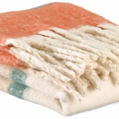 Throw blankets - Recycled Striped Throw Isabel Chataigne 130 X 160 - MAISON VIVARAISE - SDE VIVARAISE WINKLER