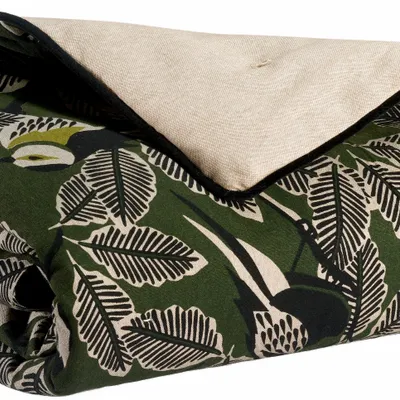 Throw blankets - Zazu Chambray blanket Olive 135 X 200 - MAISON VIVARAISE - SDE VIVARAISE WINKLER