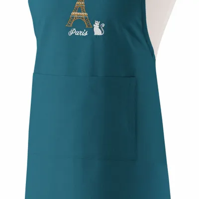 Tabliers de cuisine - Tablier de cuisine japonais recyclé Tour Eiffel Paon 125 x 85 - MAISON VIVARAISE - SDE VIVARAISE WINKLER