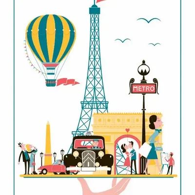 Dish towels - Paris Plateau Tea Towel Blanc 48 X 72 - MAISON VIVARAISE - SDE VIVARAISE WINKLER