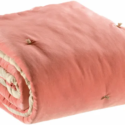 Throw blankets - Elise Knotted Dots Throw Blanket Pêche 140 X 200 - MAISON VIVARAISE - SDE VIVARAISE WINKLER