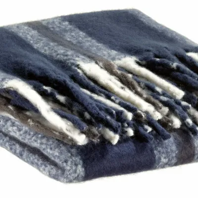 Plaids - Plaid recyclé Isabel rayé Marine 130 x 160 - MAISON VIVARAISE - SDE VIVARAISE WINKLER