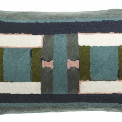 Cushions - Embroidered Cushion Taho Vert de gris 30 X 50 - MAISON VIVARAISE - SDE VIVARAISE WINKLER
