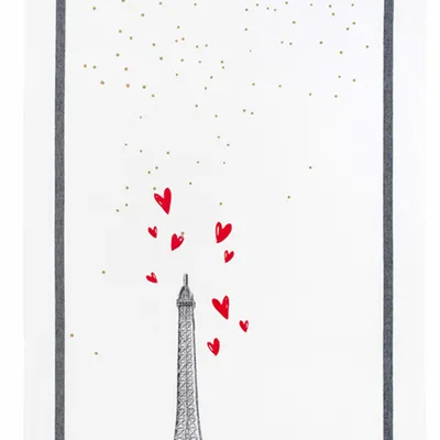 Torchons - Torchon Eiffel Coeurs Blanc 50 x 70 - LA CERISE SUR LE GATEAU