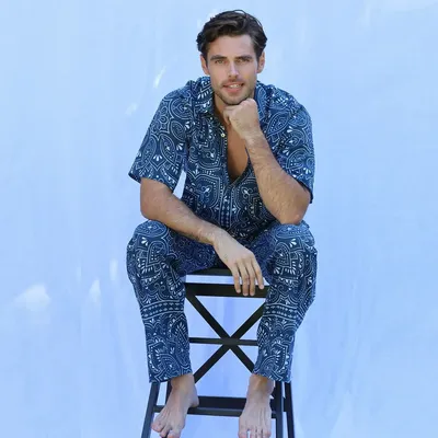 Vêtements de nuit - PANTALON ET CHEMISETTE STANLEY EN VOILE DE COTON - MONSIEUR CHARLI