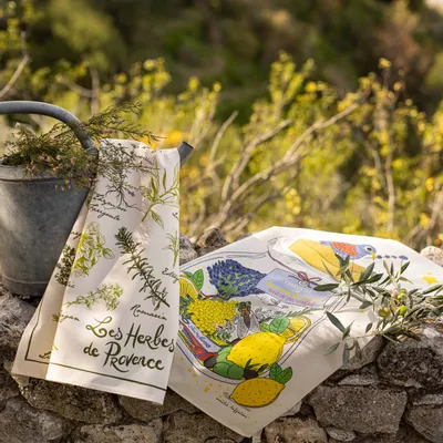 Dish towels - Printed tea towel Les herbes de Provence Écru 48 X 72 - MAISON VIVARAISE - SDE VIVARAISE WINKLER