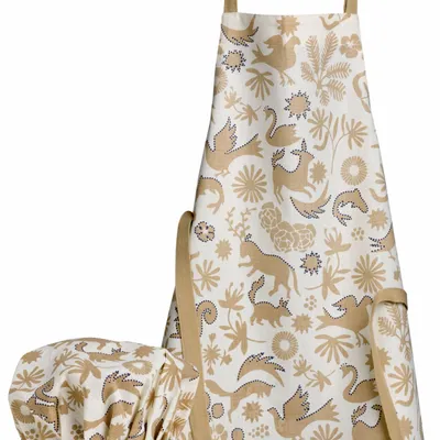 Aprons - Pandi Organic Cotton Kitchen Apron and Chef's Hat Naturel 52 X 63 - MAISON VIVARAISE - SDE VIVARAISE WINKLER