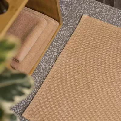 Autres linges de bain - Tapis de bain uni Etia Latte 54 x 64 - MAISON VIVARAISE - SDE VIVARAISE WINKLER