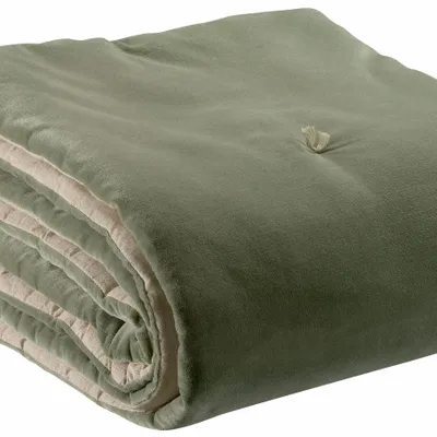 Bed linens - Elise Pom-Pom Comforter Verveine 80 X 180 - MAISON VIVARAISE - SDE VIVARAISE WINKLER