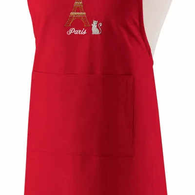 Aprons - Recycled Japanese Kitchen Apron Tour Eiffel Rouge 125 X 85 - MAISON VIVARAISE - SDE VIVARAISE WINKLER
