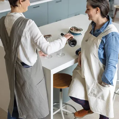 Aprons - Haru Recycled Japanese Kitchen Apron Ficelle 78 X 100 - MAISON VIVARAISE - SDE VIVARAISE WINKLER