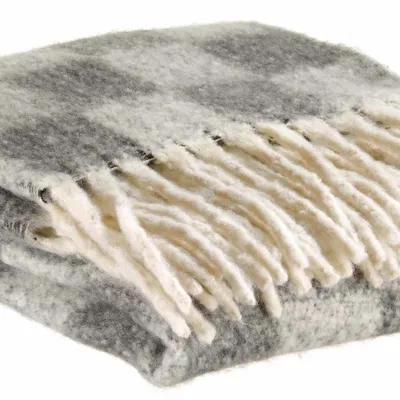 Plaids - Plaid recyclé Isabel damier Ardoise 130 x 160 - MAISON VIVARAISE - SDE VIVARAISE WINKLER