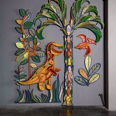 Unique pieces - Woven Rattan Dinosaur Artwork - TOUCHABLE