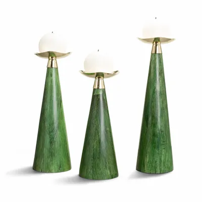 Candlesticks and candle holders - Emerald Maize Candleholder Trio - LADORADA