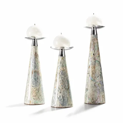 Candlesticks and candle holders - Mother of Pearl Candleholder Trio - LADORADA