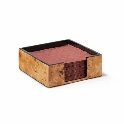 Towel racks - Burl Veneer Cocktail Napkin Holder - LADORADA