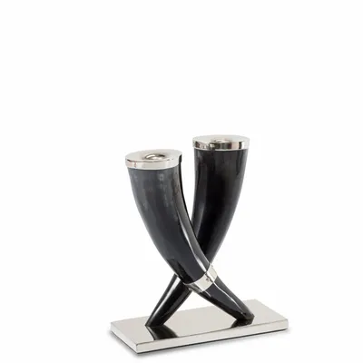 Candlesticks and candle holders - Dark Horn Silver Candleholder - LADORADA