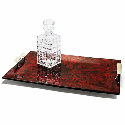 Trays - Mother of Pearl Red Midsize Tray - LADORADA