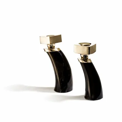 Candlesticks and candle holders - Petite Horn Candleholder Set Dark - LADORADA