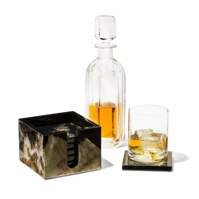 Glass - Horn Veneer Coaster Set - LADORADA