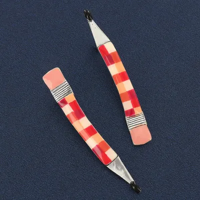 Bijoux - PUCES GOMME COULEUR ARGENT ROUGE - TARATATA BIJOUX