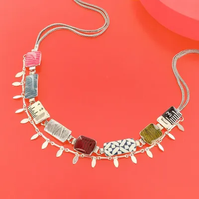 Bijoux - COLLIER RUBAN COULEUR ARGENT MULTI - TARATATA BIJOUX