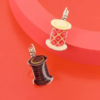 Bijoux - DORMEUSES RUBAN COULEUR ARGENT ROUGE - TARATATA BIJOUX