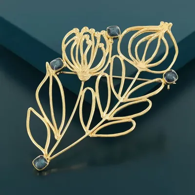 Jewelry - BROOCH SKETCH GOLD BLUE COLOUR - TARATATA BIJOUX