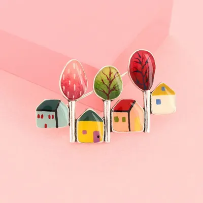 Bijoux - BROCHE MON PTIT VILLAGE COULEUR ARGENT MULTI - TARATATA BIJOUX